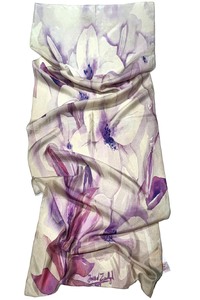 White Lilies Silk Scarf 2024