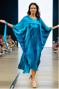 Blue Waves Maxi Silk Satin Kaftan