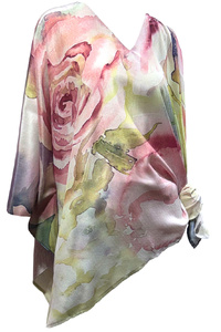 Lost Flowers Silk Crepe Poncho