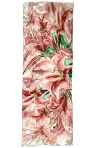 PINK LILIES SILK SCARF