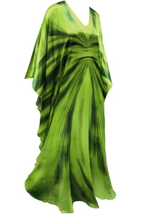 Green Waves Maxi Silk Satin Kaftan