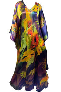 Cold Spring Night Silk Satin Maxi Kaftan