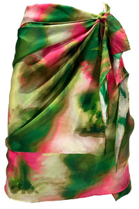 Marble Green Silk Wrap Skirt