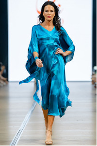 Blue Waves Maxi Silk Satin Kaftan