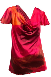 Fiery Love Water Fall Neck Silk Top