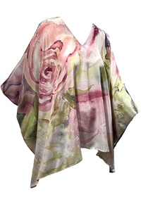 Lost Flowers Silk Crepe Poncho