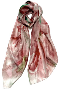 PINK LILIES SILK SCARF